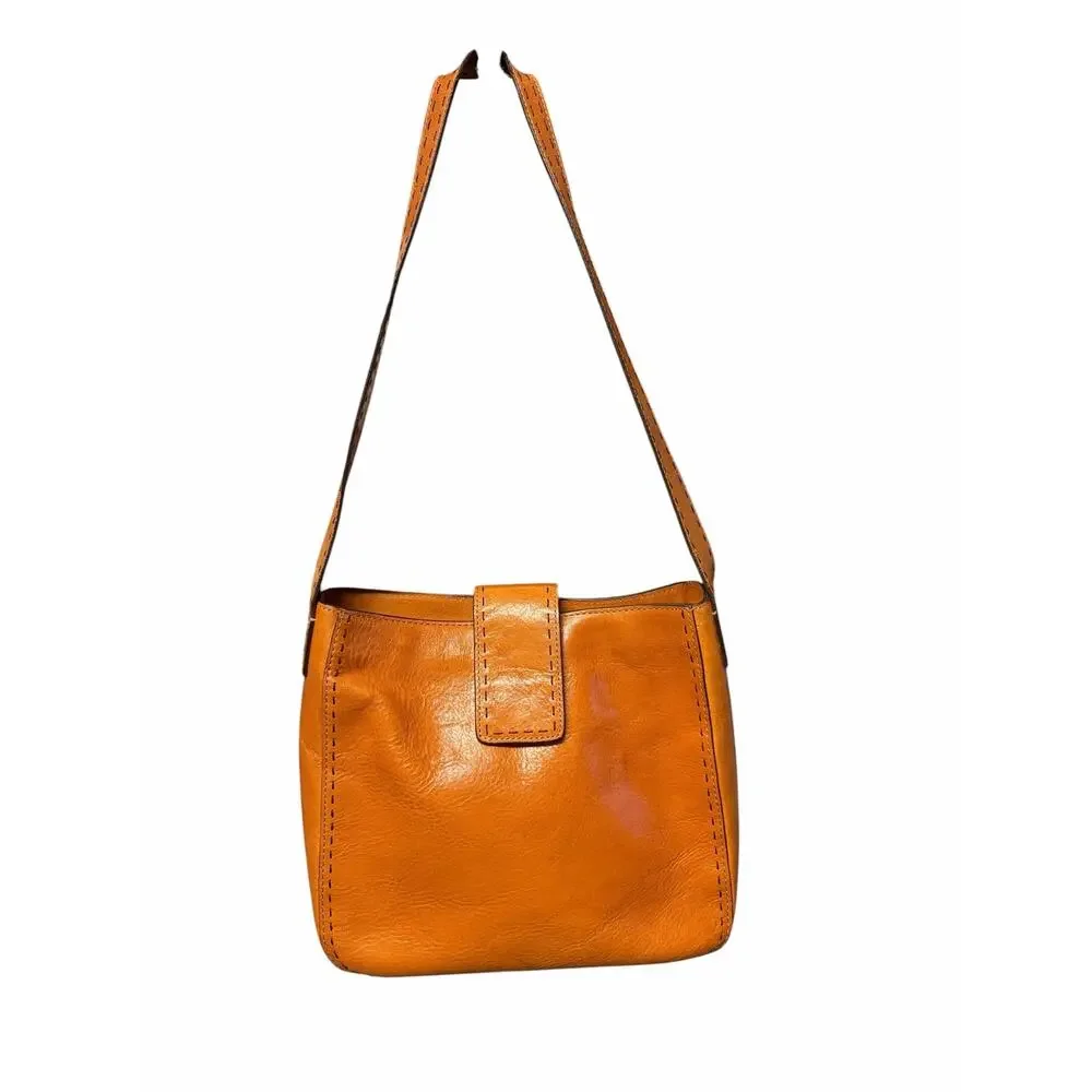 Vintage Fossil Women’s Cognac Leather Shoulder Bag Brown Purse